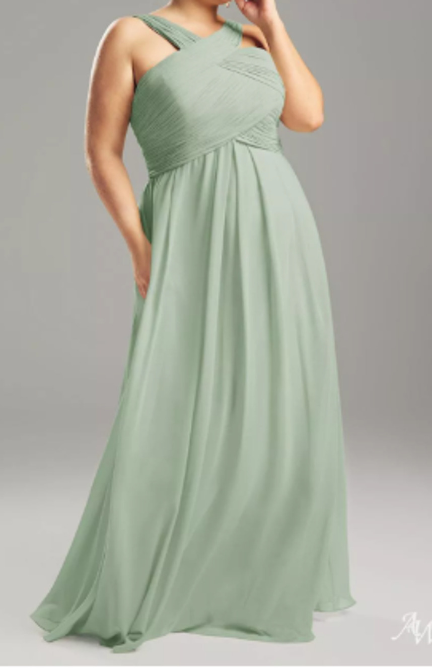 AW BRIDAL 8 M sage green Vienna wedding guest formal party maxi dress NEW B30
